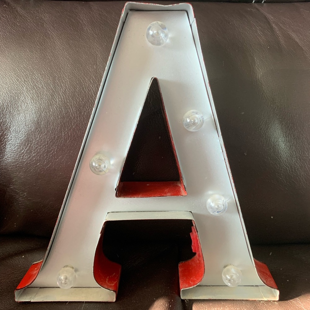 Decorative light up metal letter A